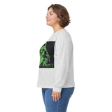 Long Sleeve Tee — Neon Green 'God Money Power' Graphic