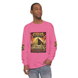 Long Sleeve T‑Shirt — "God Money Power" Pyramid Graphic