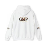 GMP Logo Hoodie — Classic White Pullover with Subtle Gold Accent