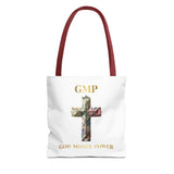 GMP 'God Money Power' Floral Cross Tote Bag