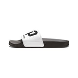 God Money Power- Men's Slide Sandals — White "GMP" Removable-Strap Pool Slides