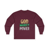God Money Power Long Sleeve Tee — Inspirational Faith & Wealth Graphic Shirt