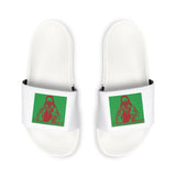 Slide Sandals — Retro Green & Red Statue Graphic Removable-Strap Slides