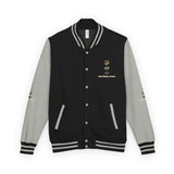 Letterman Jacket — "God • Money • Power" Embroidered Red & White Varsity