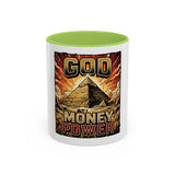 Coffee Mug - 'God Money Power' Pyramid Graphic Accent Mug (11/15oz)