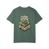 God Power T-Shirt — Faith Graphic Tee with Vintage Tank Illustration