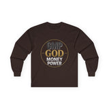 GMP GOD Money Power Long Sleeve Tee — Inspirational Faith & Wealth Shirt