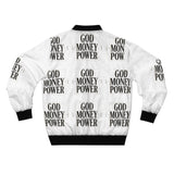 God Money Power Bomber Jacket — Graphic All-Over Print Men's Bomber