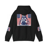 Patriotic Boxer Dog Hoodie — 'God, Money, Power' Americana Pullover
