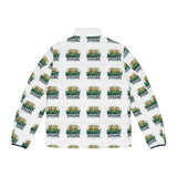 Men's All-Over Print Puffer Jacket — 'God Is My Power' Graphic Winter Coat
