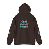 God Money Power Hoodie — Inspirational Graphic Pullover with Script on Sleeves
