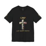 God Money Power Cross Tee — Christian Faith Graphic T‑Shirt