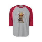Raglan Shirt — "God Money Power" Crown Graphic Baseball Tee