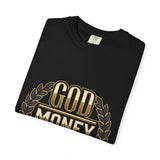 God Money Power T-Shirt — Bold Gold Laurel Graphic Tee