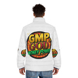 Puffer Jacket — "GMP God Money Power" Graphic Winter Coat