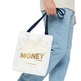 Inspirational Faith Tote Bag — "Put God First, Hustle for the Money" All-Over Print
