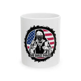 God Money Power Ceramic Mug — Patriotic Jesus Bandana Design (11oz & 15oz)