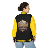 Letterman Jacket — 'God Money Power' Retro Crest Varsity Jacket