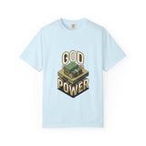 God Power T-Shirt — Faith Graphic Tee with Vintage Tank Illustration