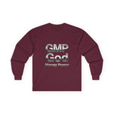 Long Sleeve Tee — GMP God "Money Power" Metallic Logo