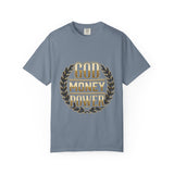 God Money Power T-Shirt — Bold Gold Laurel Graphic Tee