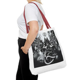 Angel Of Death Gothic Angel & Serpent Art Tote Bag – Dark Mystic Graphic Carryall
