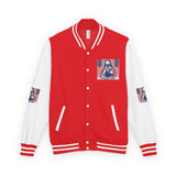 Letterman Jacket — Patriotic 'God Money Power' Graphic Varsity Jacket