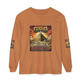 Long Sleeve T‑Shirt — "God Money Power" Pyramid Graphic