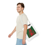 Religious Icon Tote Bag — Red & Green Saint Artwork All-Over Print