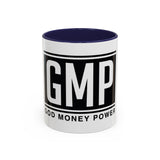 GMP 'God Money Power' Accent Coffee Mug – Bold Black Logo 11/15oz