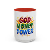God Money Power Accent Coffee Mug — Inspirational Faith & Prosperity Gift (11/15oz)