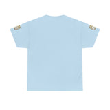 Graphic Tee — "God Money Power" Gold Crest T-Shirt