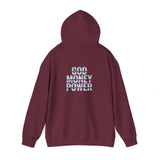 Hoodie — "God Money Power" Chrome Text Pullover