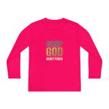 Youth Long Sleeve Tee — GMP GOD Money Power Graphic