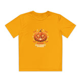 Youth Halloween Pumpkin Competitor Tee —“God Money Power” Jack-O'-Lantern Gaming Shirt
