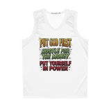 Basketball Jersey - "Put God First, Hustle for the Money, Put Yourself in Power" Inspirational Sports Tank