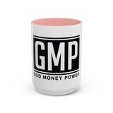 GMP 'God Money Power' Accent Coffee Mug – Bold Black Logo 11/15oz