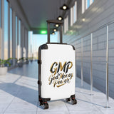GMP 'God Money Power' Carry-On Suitcase — Gold Script Travel Luggage