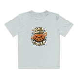 Youth Pumpkin Power Tee - "God Money Power" Halloween Graphic Shirt
