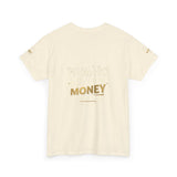 Money Graphic Tee — "Money" Gold Lettering Casual Cotton Shirt