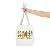 GMP "God Money Power" Gold Logo Tote Bag — Inspirational Faith & Prosperity Canvas Tote