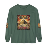 Long Sleeve T‑Shirt — "God Money Power" Pyramid Graphic