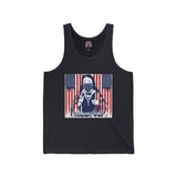 Patriotic Bandana Priest Tank Top — American Flag Graphic “Madonna of Mercy”