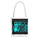 Tote Bag — Retro Neon "God Money Power" Graphic Tote