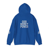 God Money Power Hoodie — Streetwear Graphic Religious Slogan Pullover