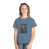 Youth Tee — 'God Money Power' Skull Graphic Tee, Edgy Vintage Streetwear for Kids
