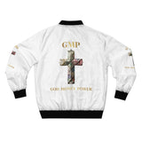 GMP "God Money Power" Bomber Jacket - Religious Cross Graphic