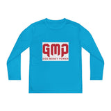God Money Power (GMP) Youth Long Sleeve Tee — Red Logo Athletic Shirt
