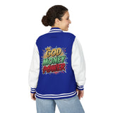 Letterman Jacket — "God Money Power" Graphic Varsity Jacket