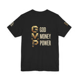 GVP 'God Money Power' Graphic Tee – Gold Lettering Christian Streetwear
